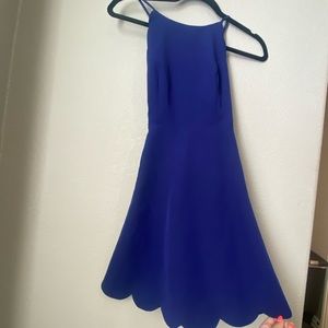 Navy blue fit and flare open back high neck Lulu’s dress - size XS